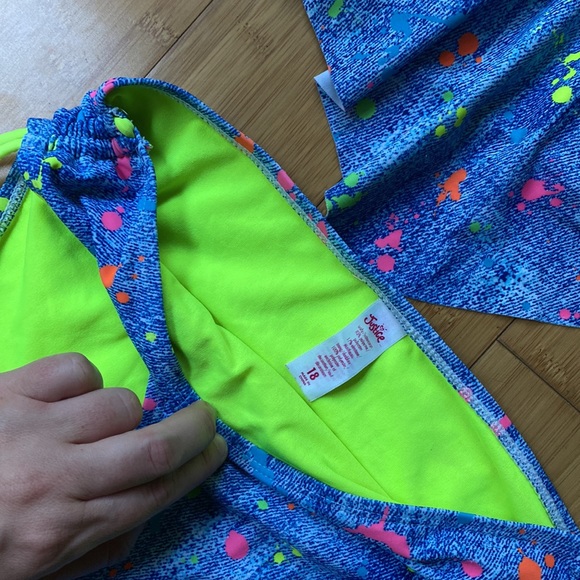 Justice Swim Bikini suit - Girls 18 - top & bottom splatter - Picture 2 of 3